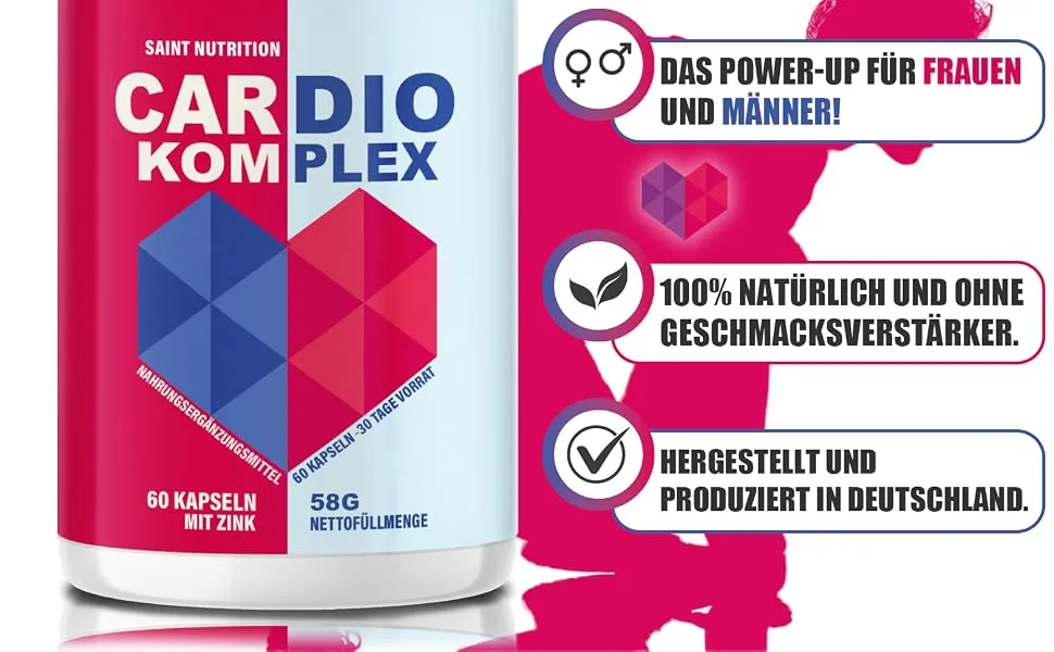 Saint Nutrition Original Cardio Complex Capsules for Men and Women Superior Heart Quality 60 Capsules 30 Day Supply - Complexe cardio