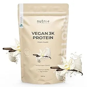  Nutri + Nutri+ Vegan Protein Powder 3K Protein Shake - Lactose-Free Vegan Protein Powder - Protein Complex Cr Flavor - aplus content image