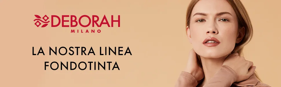  DEBORAH Deborah 24 Hour Extra Cover Foundation No. 0 Fair Rose SPF 20 high coverage and long-lasting wear precision applicator for corrective use - Le texte se lit comme suit : « DEBORAH LA NOSTRA LINEA FONDOTINTA ». Présentoir de produits de maquillage présentant des fonds de teint ou des cosmétiques.
