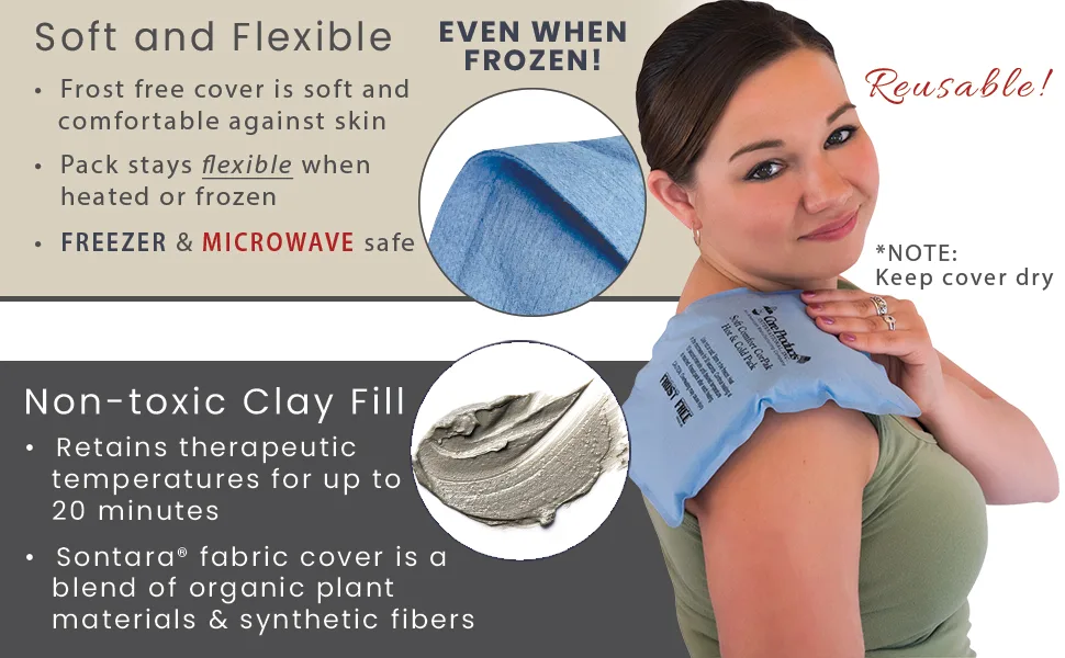 Core Products Soft Comfort Compress  CorPak Hot and Cold Therapy - 10 X 13 Large - 10 x 13 Inch - CorPak clay fill, soft and flexible even when frozen, freezer or microwave safe