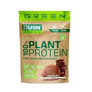  USN USN 100% Strawberry Vegetable Protein Powder Vegan (900g) a vegetable protein blend without sugar soy and no artificial fl - Chocolat