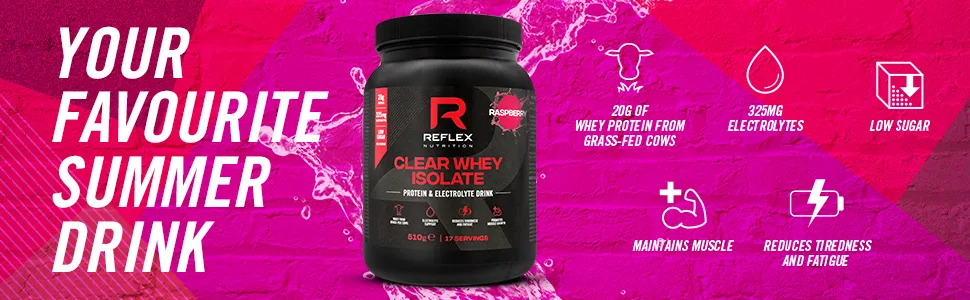  Reflex Nutrition Reflex Nutrition Clear Whey Protein Isolate Powder 20g of protein low sugar low fat Muscle growth and hydration Light and - Lactosérum transparent