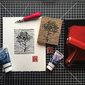 Speedball Block Printing Tool Kit  Includes Bench Hook Inking Plate  Brayer  Lino Cutters Carving Tools  and Baren - block printing kit, block printing, ink, brayer, lino, speedball