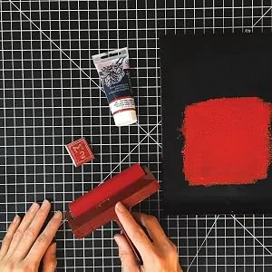 Speedball Block Printing Tool Kit  Includes Bench Hook Inking Plate  Brayer  Lino Cutters Carving Tools  and Baren - red ink, inking plate, brayer, block printing, soft block, speedy carve, speedball