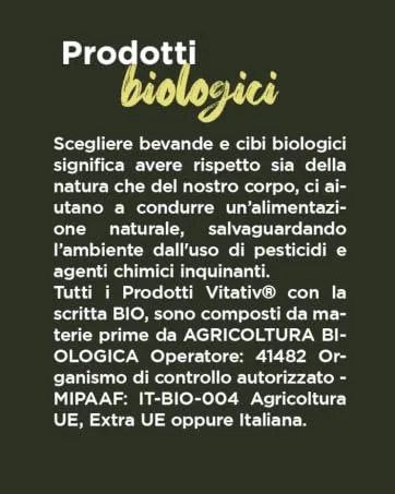  VITATIV Nettle (Urtica Dioica) Concentrated Liquid Extract Alcohol Free Drops 30ml | Plant Extract | Vegan - Panneau d'information sur les produits biologiques en italien, qui explique les avantages du choix des aliments et boissons biologiques pour la santé et l'environnement