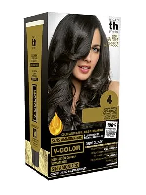  Thader Th Pharma Thader Th Pharma V-Color Ammonia-Free Permanent Hair Colour Kit with 100% Grey Coverage 120 ml (Light Mahogany Purple Brown) - Kit de teinture à la maison sans ammoniaque V-Color de Th Pharma