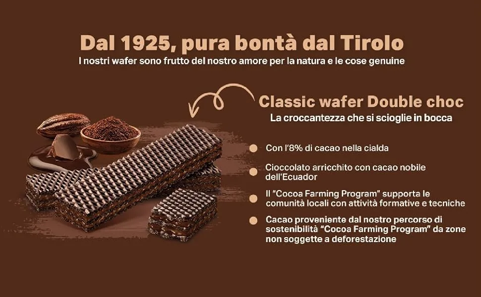  Loacker Loacker Wafer Double Choc Cookies Chocolate and cocoa cream waffles 175g - Double