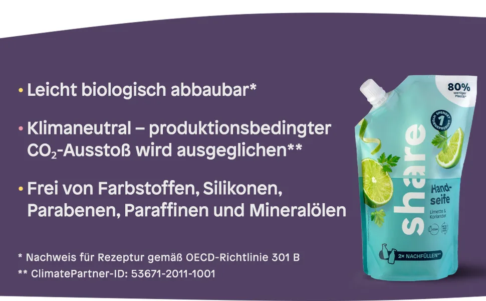  share Share Liquid soap refill lime and coriander 500 ml - Savon de partage