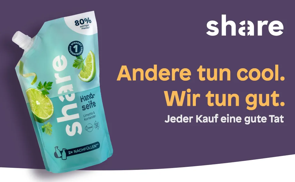  share Share Liquid soap refill lime and coriander 500 ml - share produits de soins