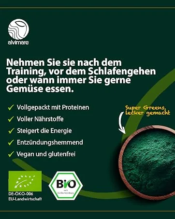  Alvimare Organic spirulina and chlorella tablets 180 g 50/50 superfood blend no fillers no additives cell wall - Alvimare Spiruline Pellets