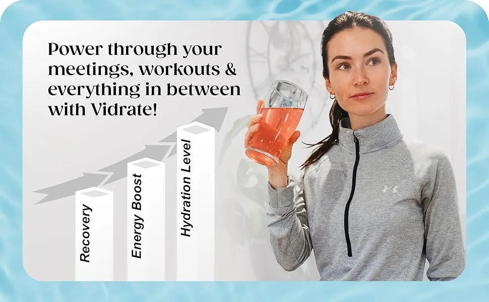  ViDrate ViDrate Sugar Free Electrolyte Powder 30 Bags Vegan Suitable 30 Bags - Découvrez la différence d'électrolyte ViDrate, innovant vos routines d'hydratation et de fitness.