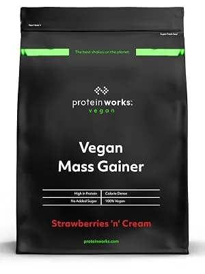  THE PROTEIN WORKS Vegan Gainer | 100% Plant-Based | High-Calorie Protein Powder | Weight Gain | THE PROTEIN WORKS | Strawberry Cream | 2kg - 1 pièce