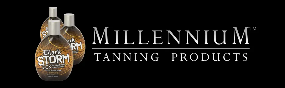 Millenium Tanning - Black Storm Premium Tanning Lotion  60x Auto-Darkening Tan Technology Extreme Silicone Bronzer - 13.5 Ounce - Millennium Tanning Products