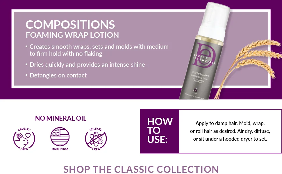 Design Essentials Compositions Foaming Wrap Lotion For Relaxed And Natural Hair  Refill  32 Fl Oz - Compositions Foaming Wrap Lotion