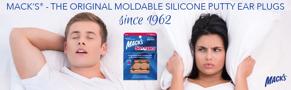 Mack's Snoozers Silicone Putty Earplugs - 6 Pair   Comfortable  Moldable Silicone Ear Plugs for Sleeping  Snoring  Loud Noise & Traveling - Earplugs, Sleeping Earplugs, Snoring Earplugs, Travel Earplugs, Swimming Earplugs, Noise Reduction E