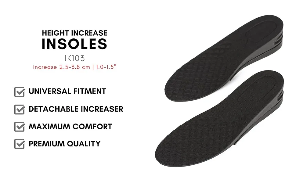 Height Increase Adjustable Elevator Shoe Lift Insoles for Men - 1 or 1.5 Inch Taller Heightening Liftkits - Size Large - IK103 - 1
