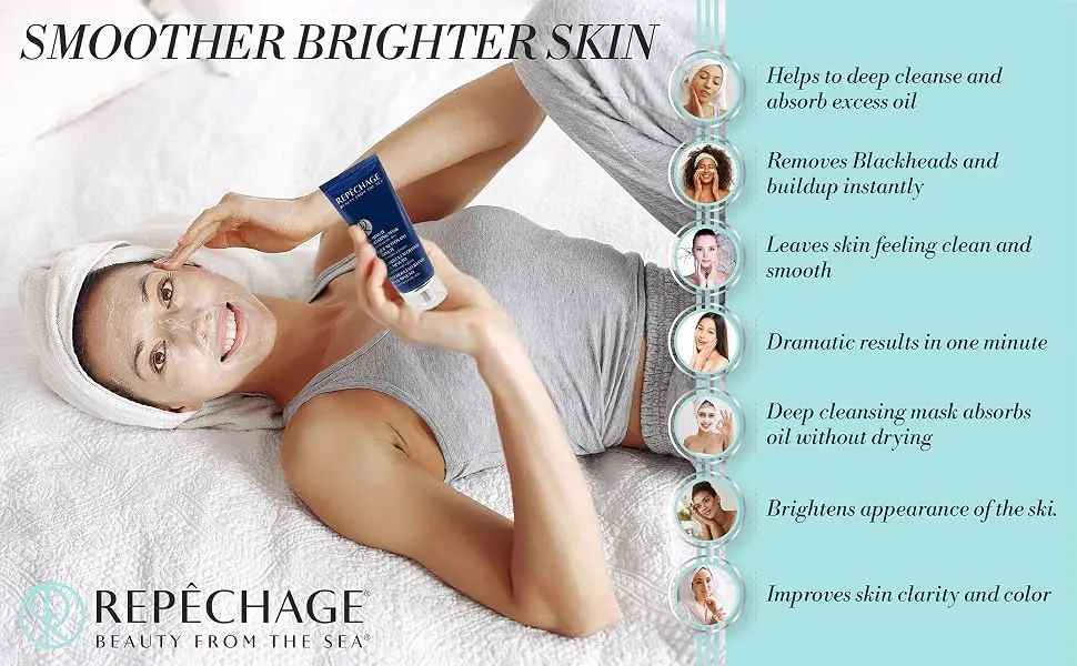 Repechage One Minute Exfoliating Mask - Face Scrub & Facial Mask for Oily Skin Blemishes Blackheads & Dark Spots 2.4 OZ - Repechage One Minute Mask Benefits