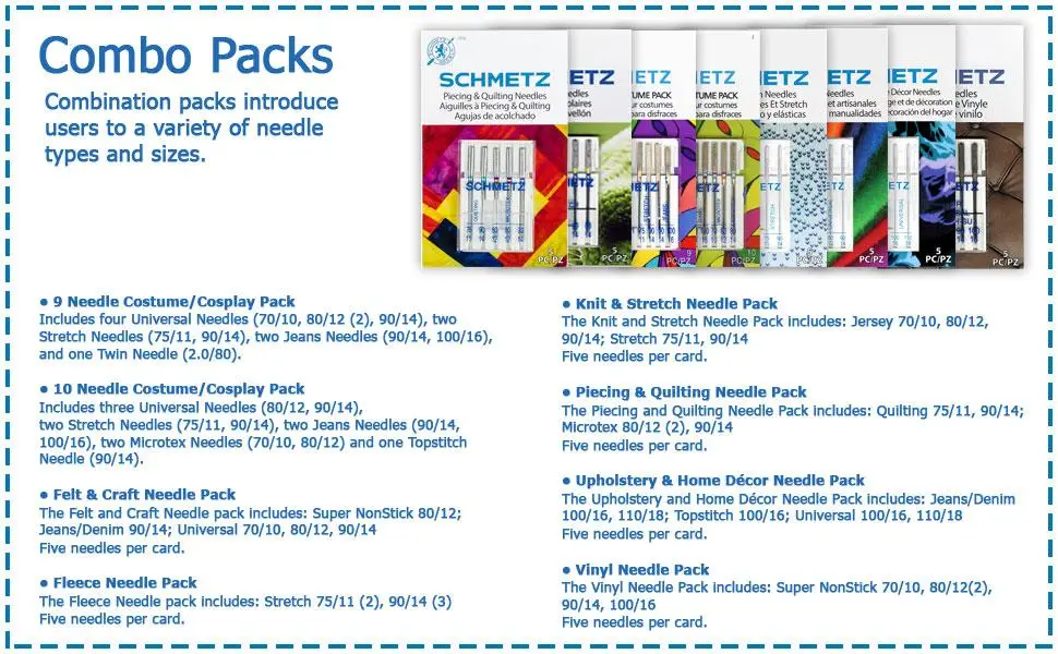 Schmetz ELX705 Needles - Size 80/12 - Paquetes combinados