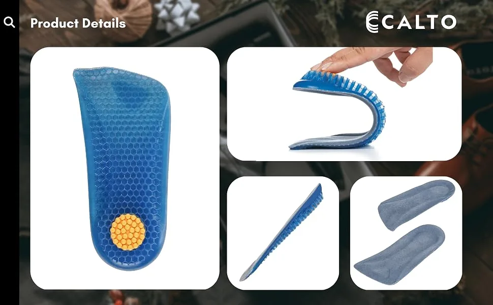 Height Increase Elevator Half Insole for Men 1/2 inch Taller Heel Lift Insert - Silicon Honeycomb Shaped Gel - IK107 - 3