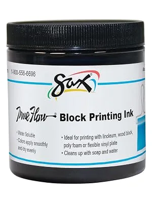 Sax True Flow Water Soluble Block Printing Ink  8 Ounce Jar  Black - 461924 - product information 2