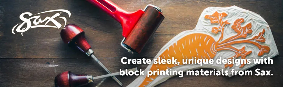 Sax 461918 True Flow Water Soluble Block Printing Ink - 8 Ounce Jar - Blue - Create sleek, unique designs with block printing materials from Sax.