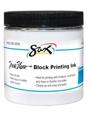 Sax 461927 True Flow Water Soluble Block Printing Ink - 8 Ounce Jar - White - White ink