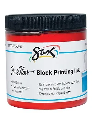 Sax True Flow Water Soluble Block Printing Ink - 8 Ounce Jar - Red - 461906 - Red ink