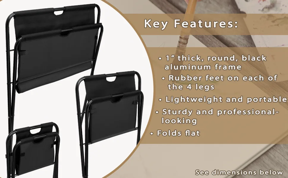 Creative Mark Folding Canvas Print Rack - Artist Gallery Portable Display Rack for Posters  Artwork  Prints  Canvas  Panels  Galleries  Studios & Storage - Jumbo - canvas print racks shown all folded flat and key features