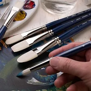 Silver Brush Limited 19022 Bristlon Bright Brush for Acrylic and Oil Painting  Size 2  Long Handle Size - 2 - Module 3