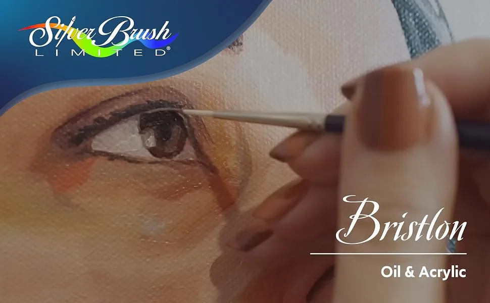 Silver Brush Limited 19002 Bristlon Round Acrylic and Oil Brush  Size 2  Long Handle Size - 2 - Module 1