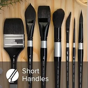 Silver Brush Limited 3007S1 Black Velvet Script Liner Watercolor Paint Brush  Size 1  Short Handle Size - 1 - A set of paintbrushes lying on a piece of wood