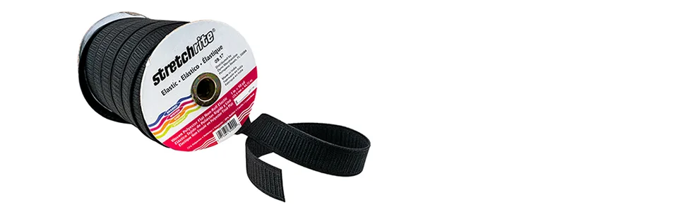 Stretchrite Flat Non-Roll Woven Polyester Elastic Spool  1-Inch by 50-Yards  Black - stretchrite elastic sewing waistbands black woven non-roll polyester