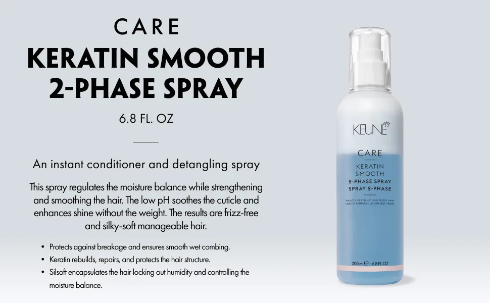 KEUNE CARE Keratin Smoothing 2-Phase Spray Protein Spray for Hair  6.8 Oz. - Keratin Smooth