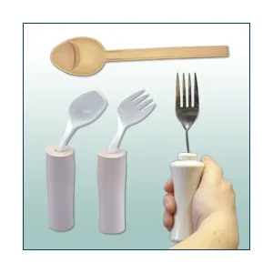 Maddak Make a Bib Long Clip and Cord (738900001) - SP Ableware Maddak Adaptive Utensils Cutlery Flateware Tableware Built-Up Wide Large Soft Grips