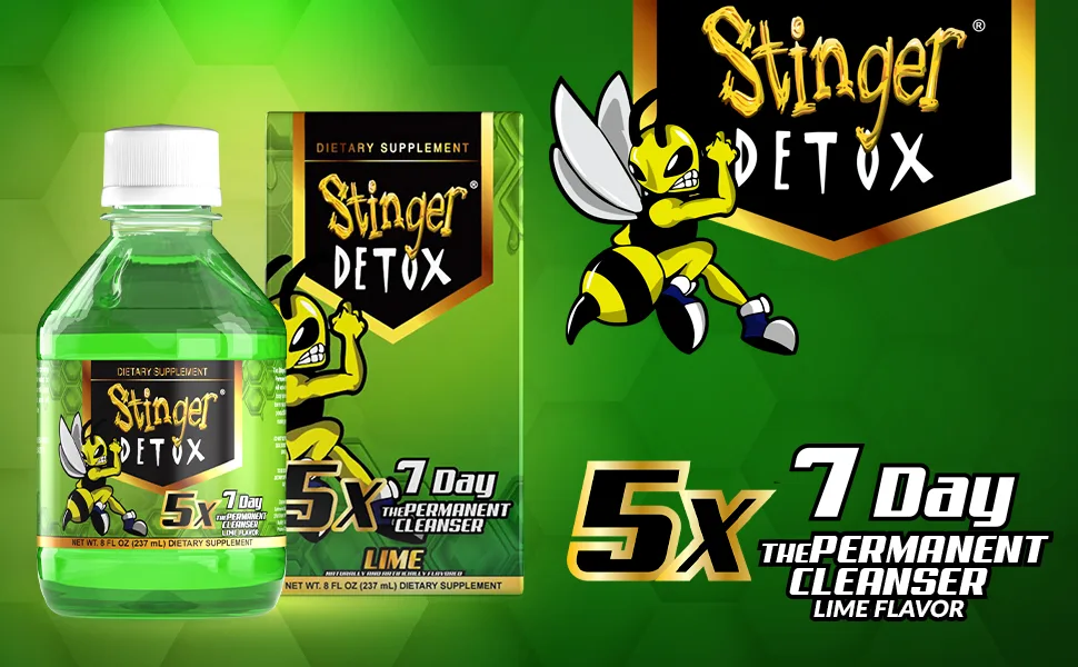 Stinger Detox 5X 7-Day Extra Strength Permanent Drink Caplet   Lime Flavor   8 FL OZ - 5x 7-day