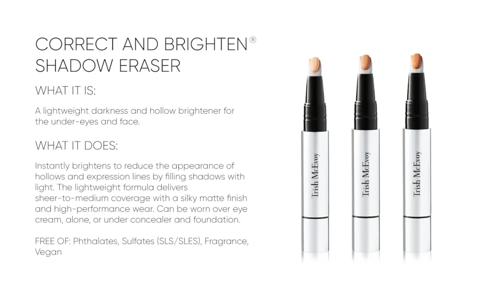 Trish McEvoy Correct & Brighten  Shadow Eraser  Shade 3 (Tan)  0.12 floz/3.8 ml - trish mcevoy correct and brighten shadow eraser