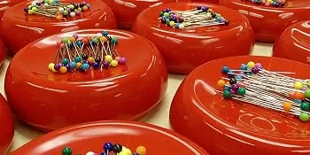 Grabbit Magnetic Sewing Pincushion with 50 Plastic Head Pins  Red - magnetic pin cushion cusion