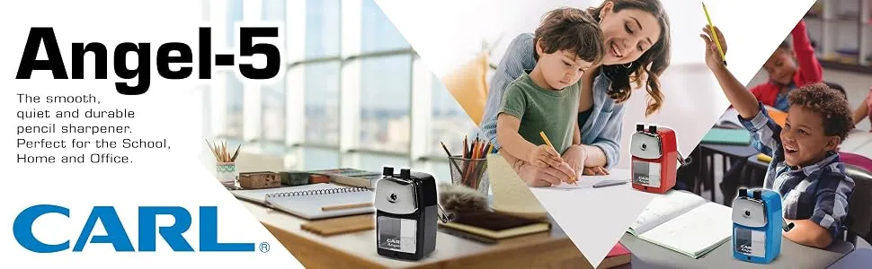 CARL Angel-5 Pencil Sharpener  Blue - Angel-5 Pencil Sharpener for Classroom