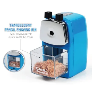 CARL Angel-5 Pencil Sharpener  Blue - translucent waste bin