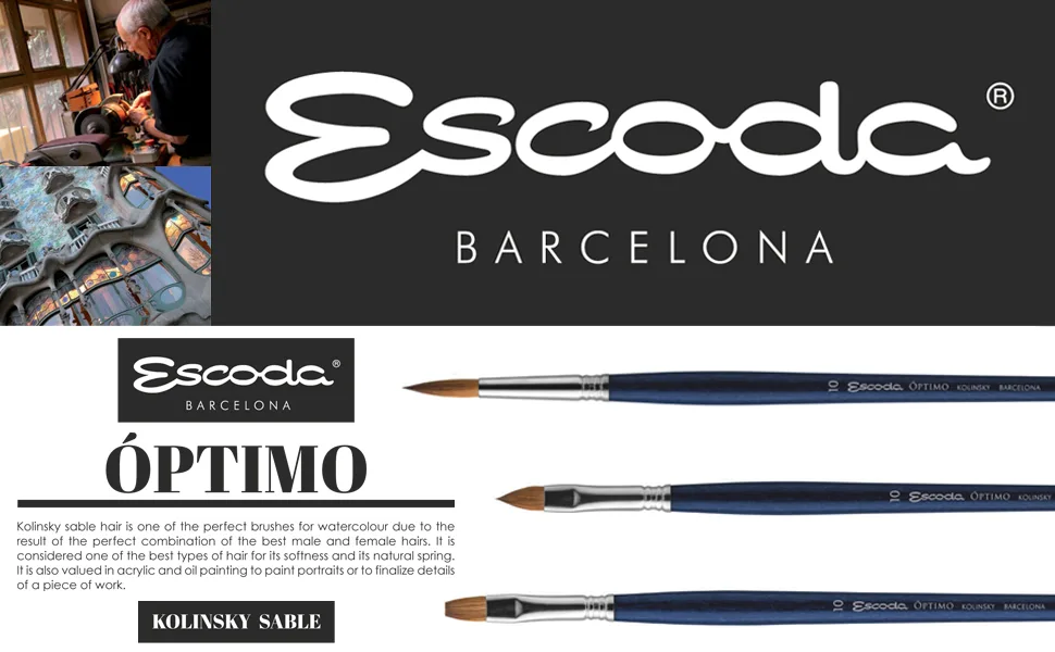 Escoda Optimo Series Artist Oil & Acrylic Long Handle Paint Brush  Pure Kolinsky  Bright  Size 6 Size 6 Bright - escoda optimo hero