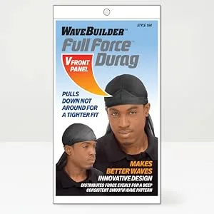 WaveBuilder Full Force Durag  V-Front Panel  Black - Wave Activating Durag