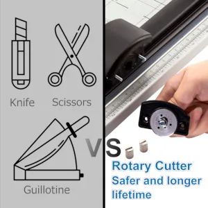 CARL 12 inch DC-200N Premium Rotary Paper Trimmer  Metal Base  15 Sheet Cutting Capacity. - comparison between rotary trimmer and guillotine cutter