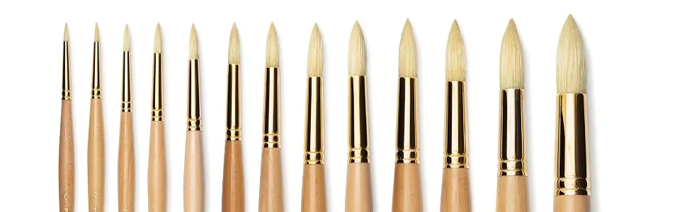 Raphael D'Artigny 358 Interlocked White Bristle Brush  Round  16 16 White - raphael