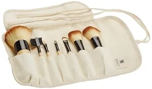 SHANY Bamboo Makeup Brush Set - Vegan Brushes With Premium Synthetic Hair & Cotton Pouch - 7pc - real techniques brushes sigma brushes mascara nyx beauty blender covergirl neutrogena eyeliner elf e