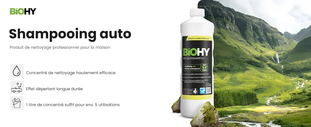  BIOHY BIOHY Car Shampoo (3 x 1 Liter) | Bio Car Cleaner protects paint from external dirt | Biodegradable cleaning agent | Suitable for pressure washers | Powerful concentrate - aplus content image