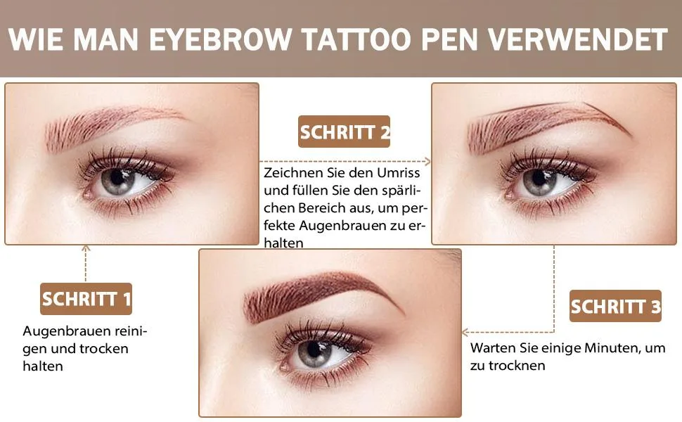  Rose Roll Waterproof Long-Lasting Eyebrow Pencil with 4 Tips Eyebrow Pencil for Natural Eye Make-Up (Black) - Crayon à sourcils