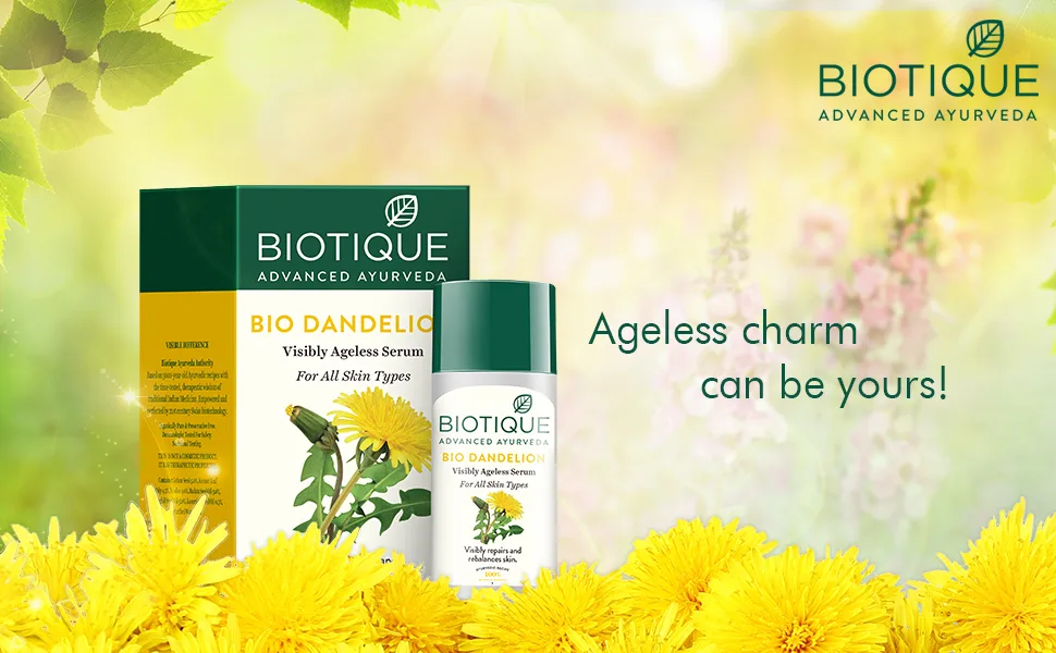 Biotique Bio Dandelion Visibly Ageless Serum For All Skin Type  40 ml - Banner