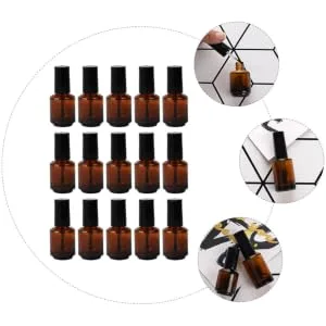  HONMEET 15ml Glass Vacuum Polish Bottles Cylindrical Bottles Brush Included Screw Cap Waterproof - product information 1