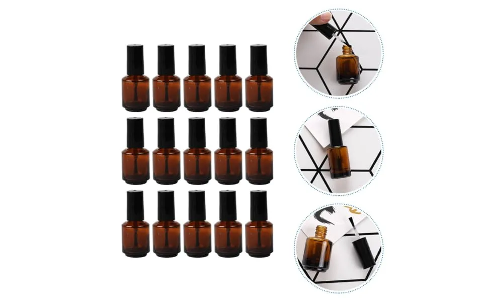  HONMEET 15ml Glass Vacuum Polish Bottles Cylindrical Bottles Brush Included Screw Cap Waterproof - product information 2