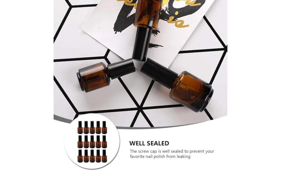  HONMEET 15ml Glass Vacuum Polish Bottles Cylindrical Bottles Brush Included Screw Cap Waterproof - product information 6